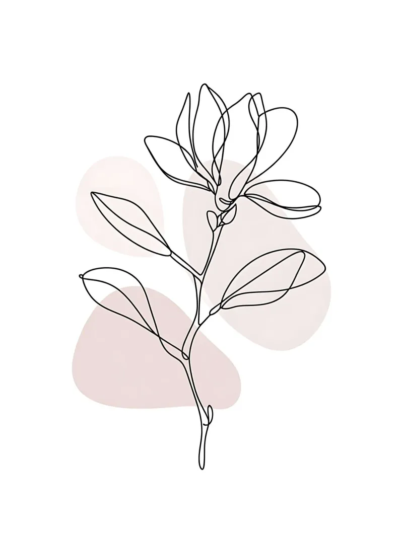 Magnolia minimalista in linea continua tela con Cornice a cassetta da Plain Thoughts