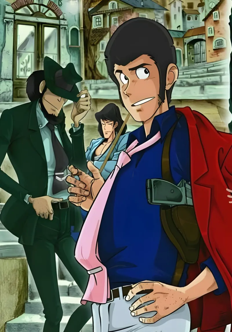 Lupin the third lienzo con Marco flotante de Low poly art