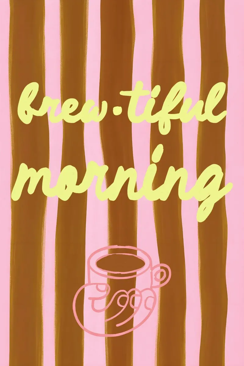 Brew-tiful Morning - koffiegrap als typografieposter canvas met Baklijst van Studio Sori