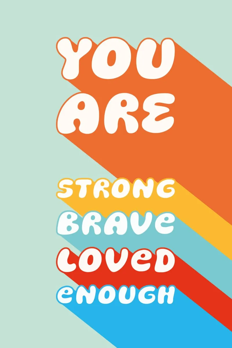 You Are Strong Brave Loved Enough - Affirmation Retro toile avec Caisse américaine de Typo Designs