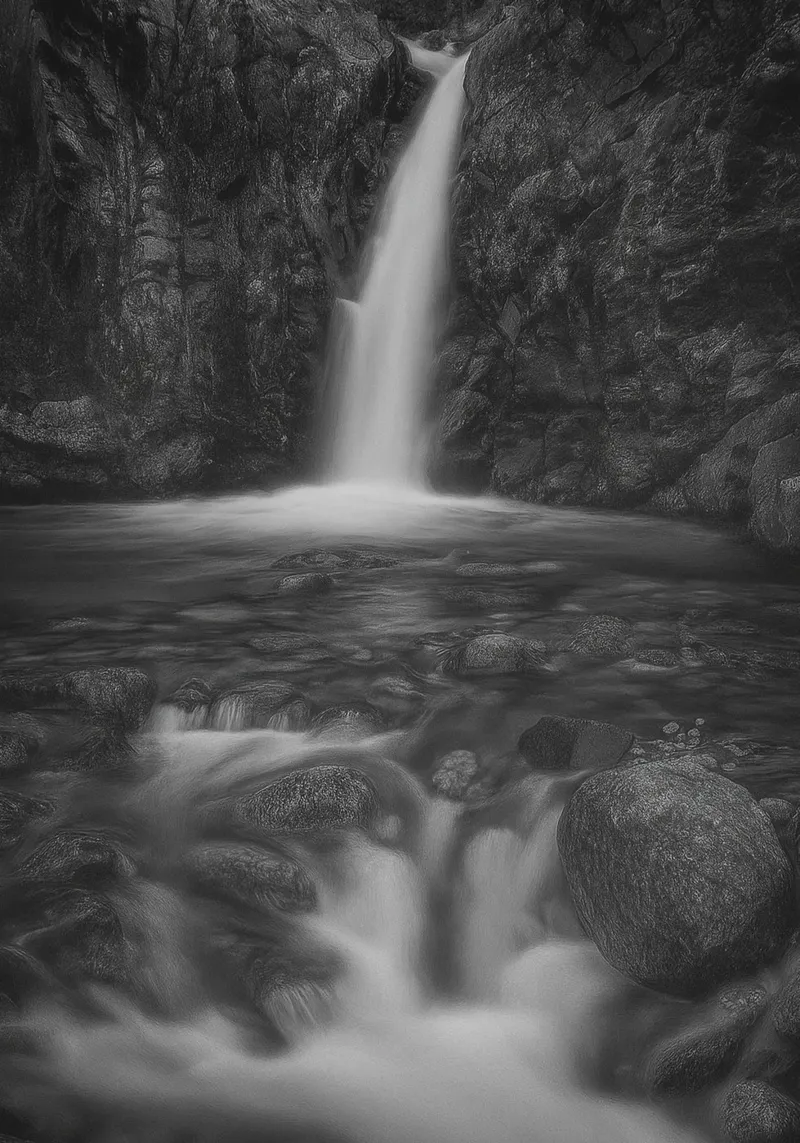 fotografia in bianco e nero di cascate poster da roosses