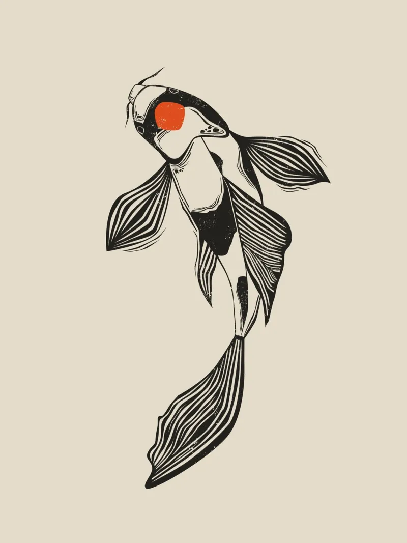 Koi Fish poster con telaio in alluminio da Indigo Rain