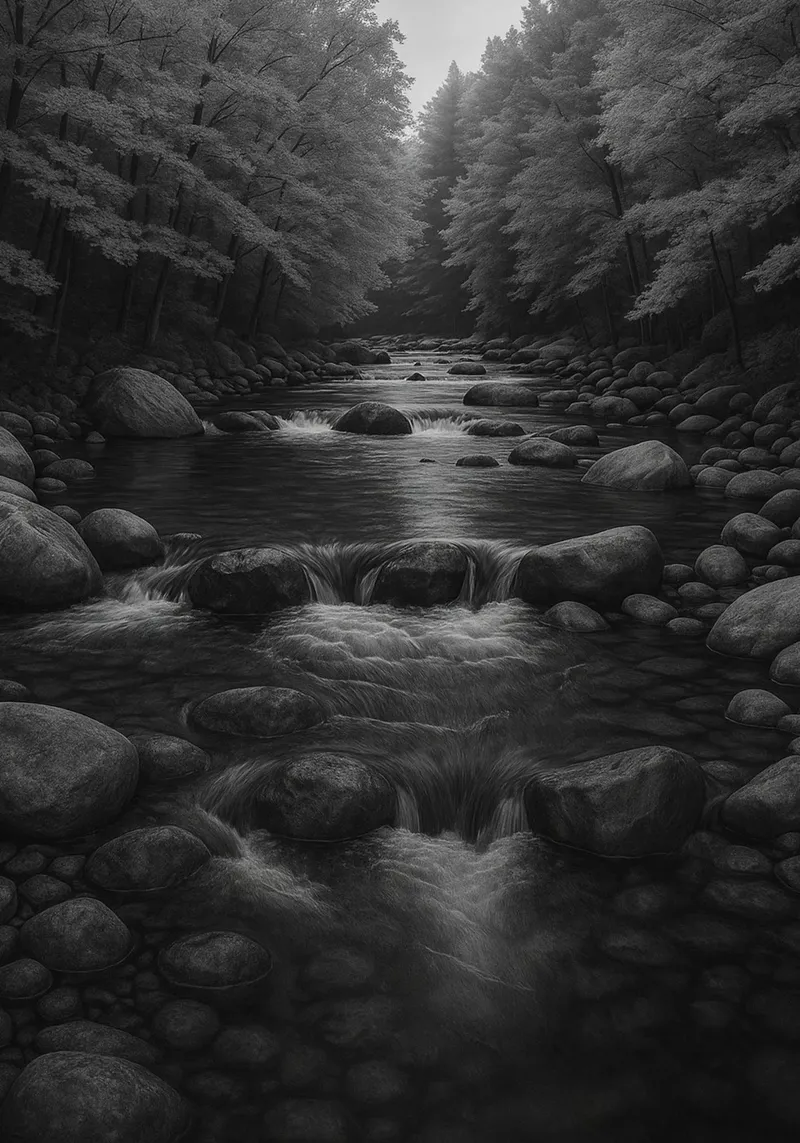 rocce del fiume fotografia in bianco e nero poster da roosses