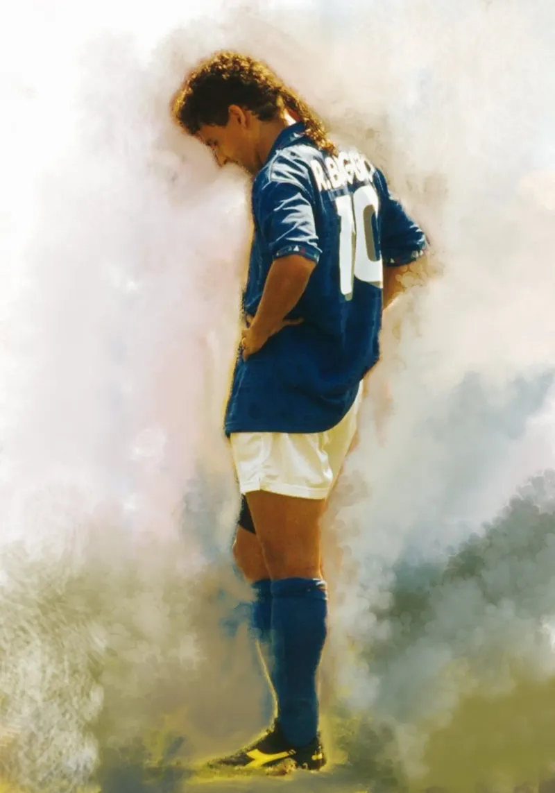 Sad moment Roberto Baggio tela con Cornice a cassetta da Lembayung art