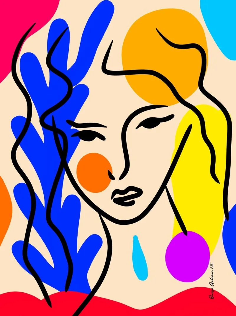 Line art love tela con Cornice a cassetta da Mike Leymi
