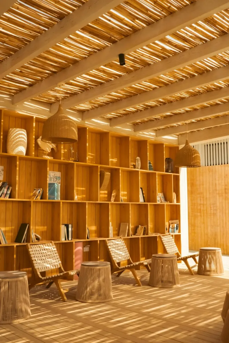 Accogliente biblioteca moderna ad Ain Sokhna, in Egitto tela con Cornice a cassetta da Liam Johnson