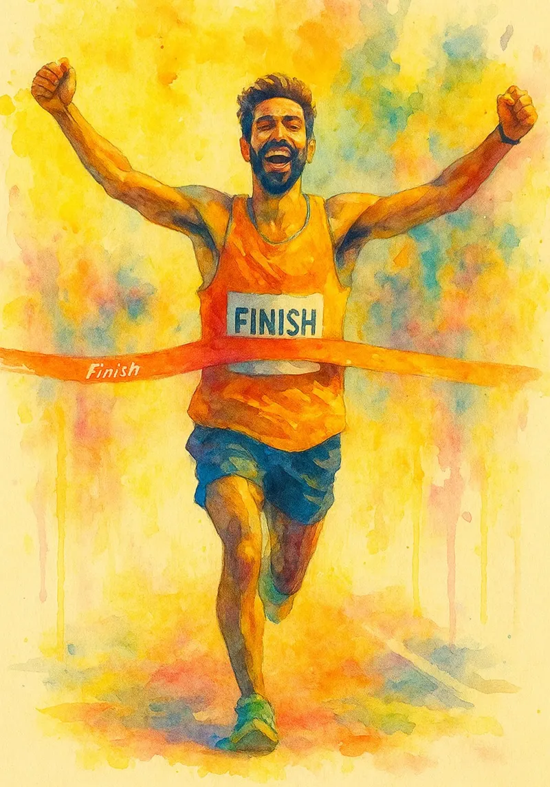lange marathon sport tekening pijnitng canvas met Baklijst van toolips