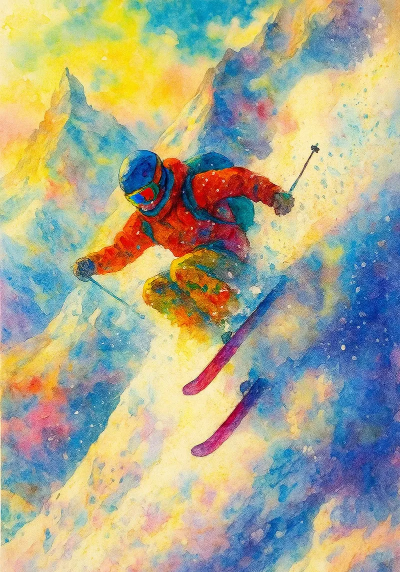 skisport zeichnung painitng Leinwand mit Schattenfugenrahmen von toolips