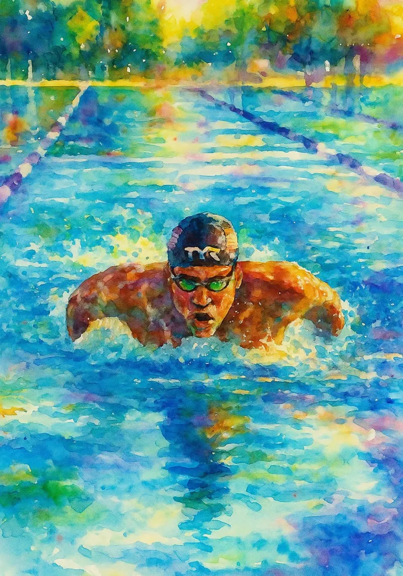 natación deporte dibujo painitng lienzo con Marco flotante de toolips