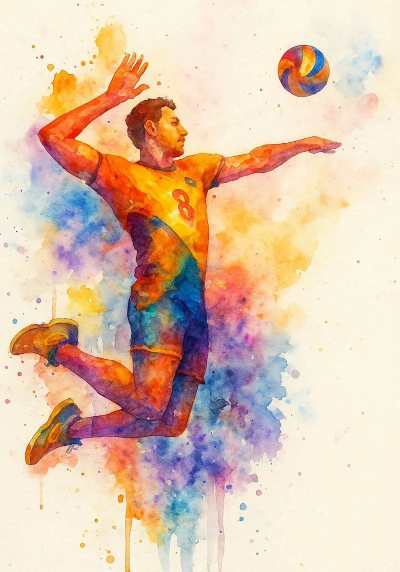 voleibol deporte dibujo painitng lienzo con Marco flotante de toolips