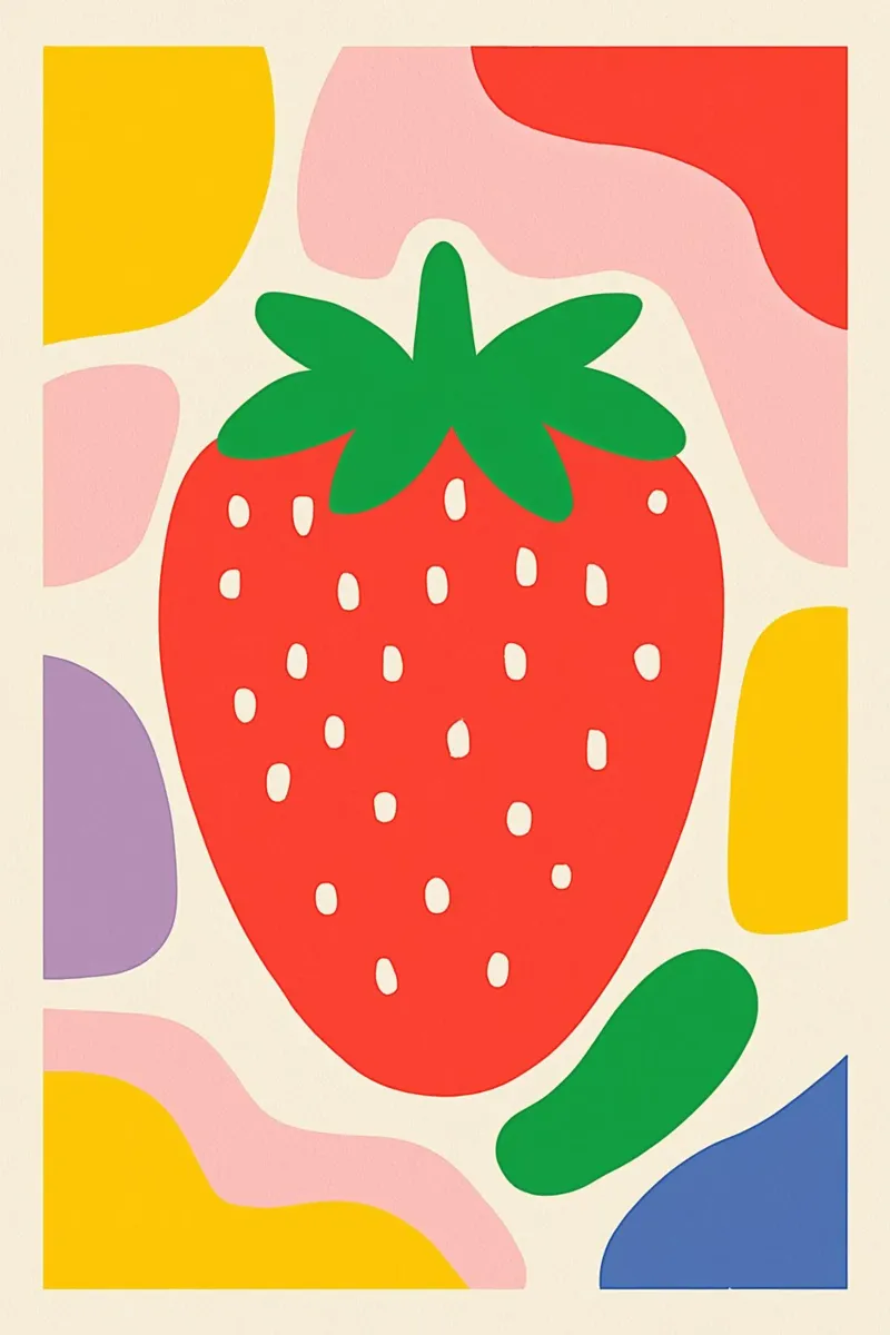 Pop Art Strawberry | Il fascino retrò incontra il design moderno poster con telaio in alluminio da Autofocus
