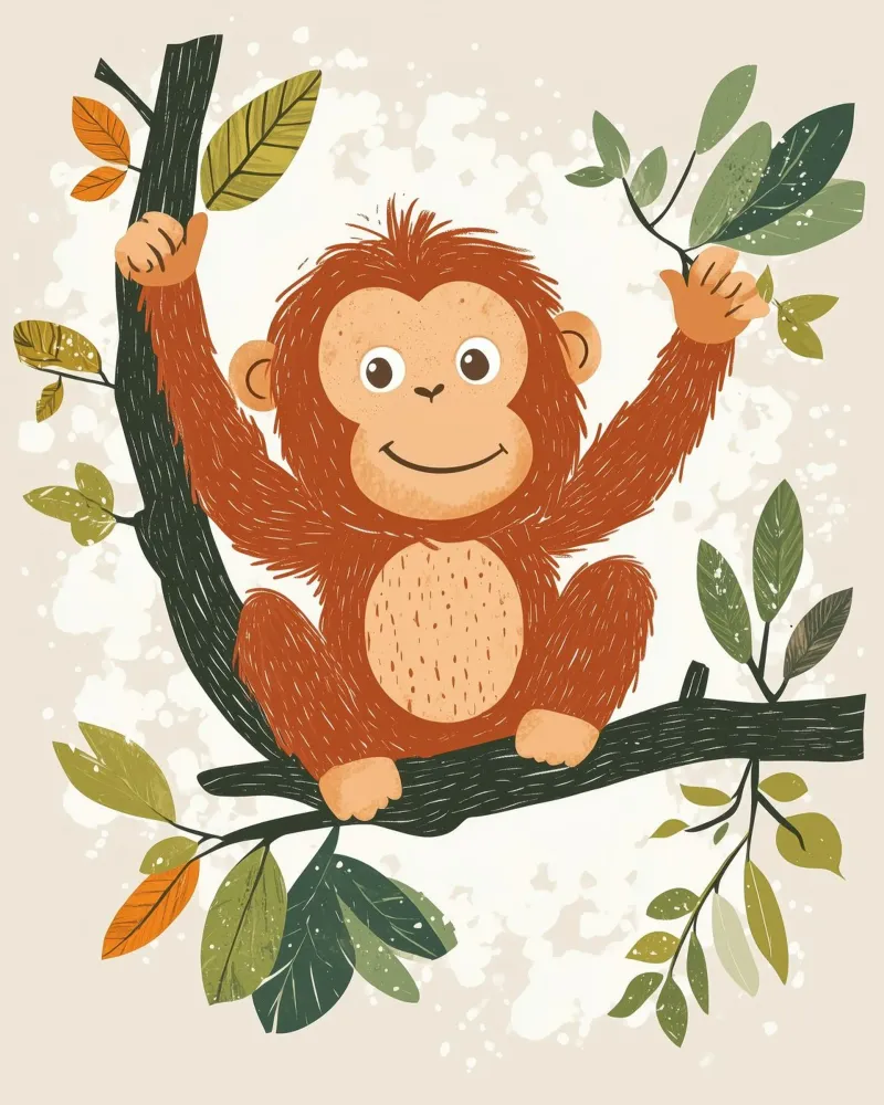 Grillige orang-oetan canvas met Baklijst van Happy Littles