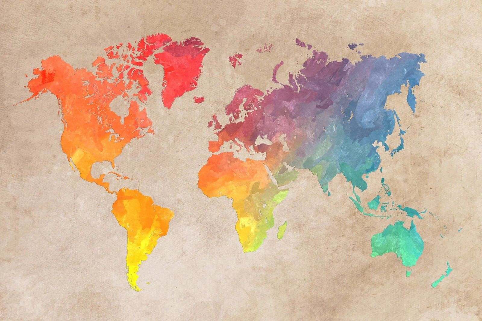 World map colors art poster by Justyna Jaszke JBJart