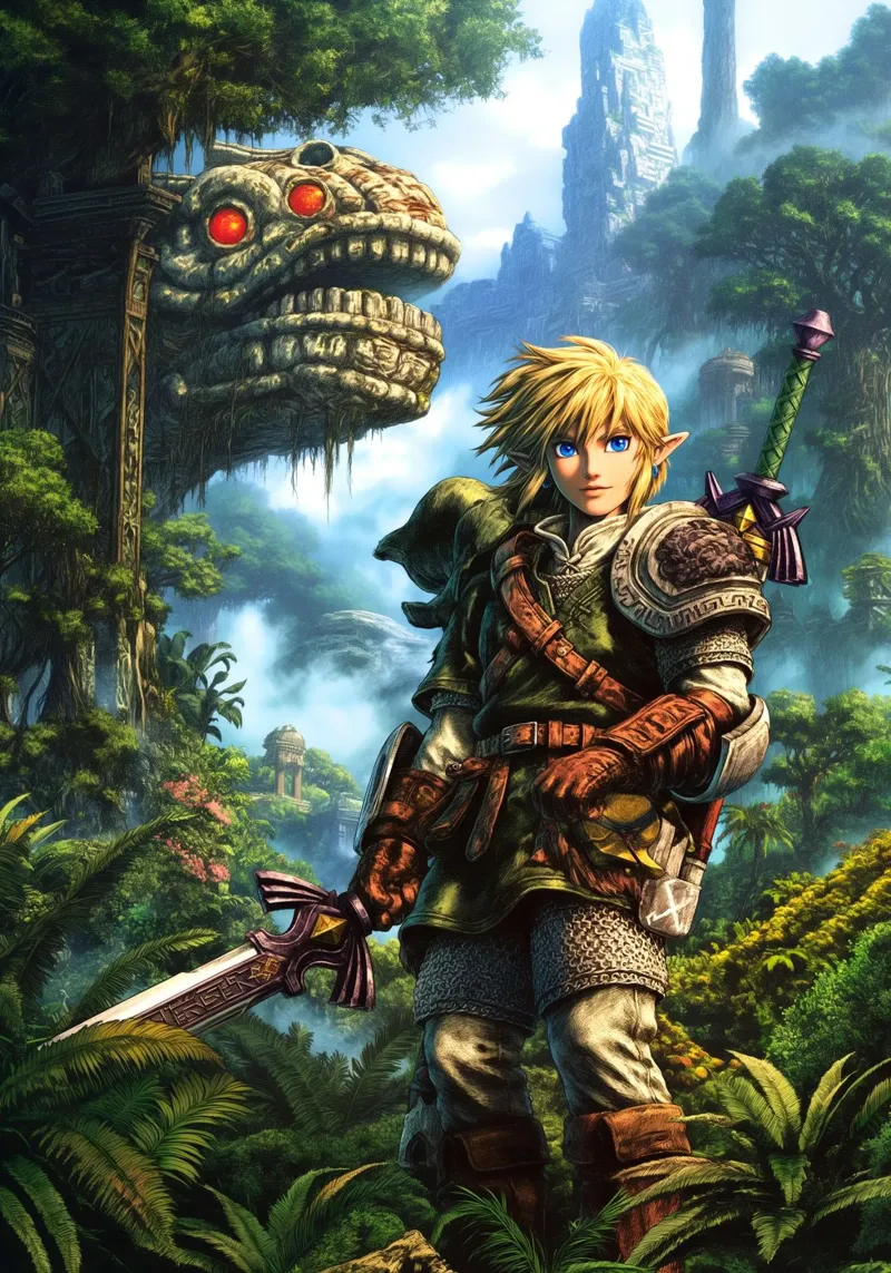 Link di The Legend of Zelda poster con telaio in plastica da Stellar Creative