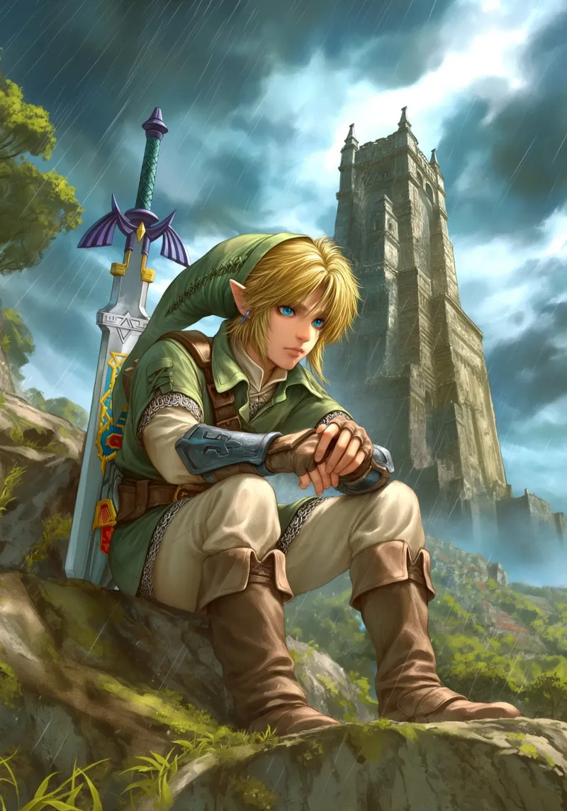 Link di The Legend of Zelda poster con telaio in plastica da Stellar Creative