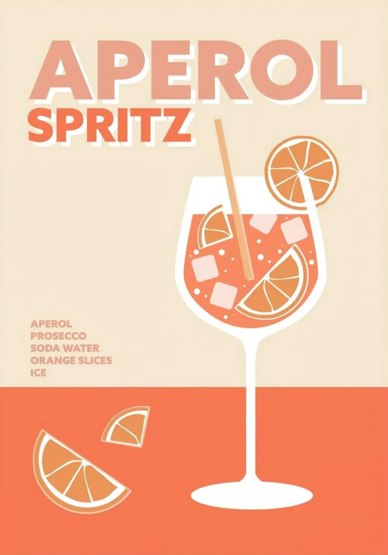 Aperol Spritz Cocktail Colorful Drink tela con Cornice a cassetta da Smith Black