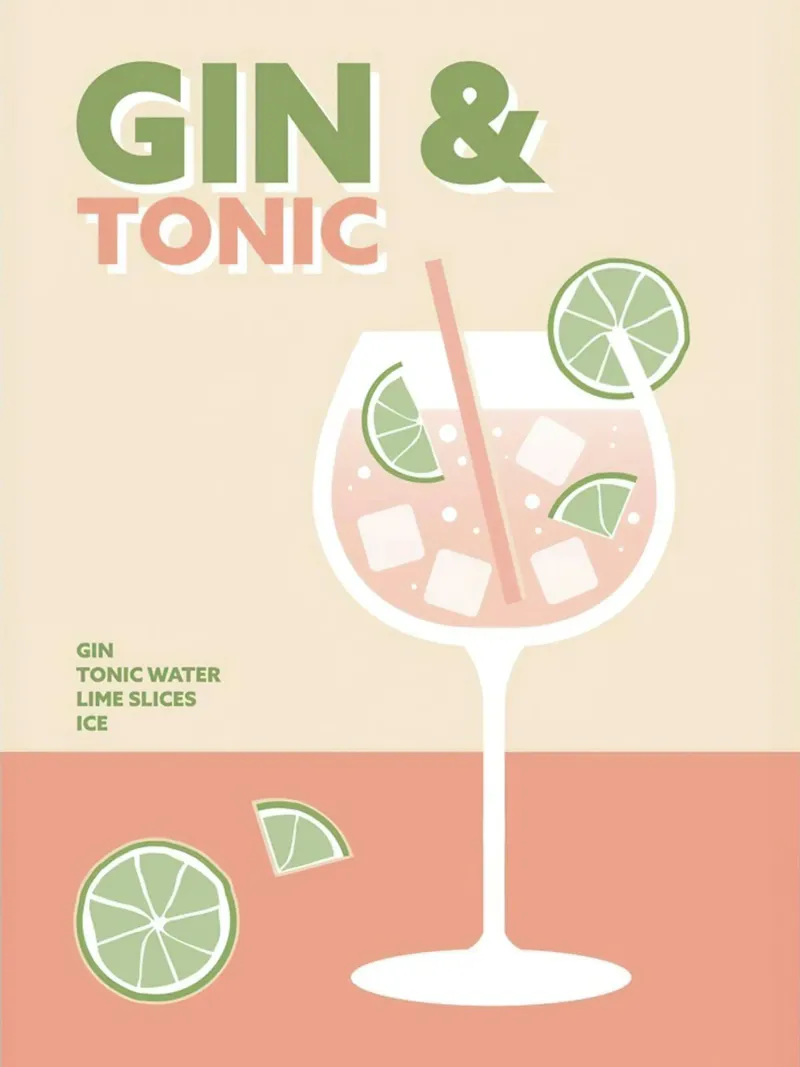 Gin And Tonic Cocktail Pink poster da Smith Black