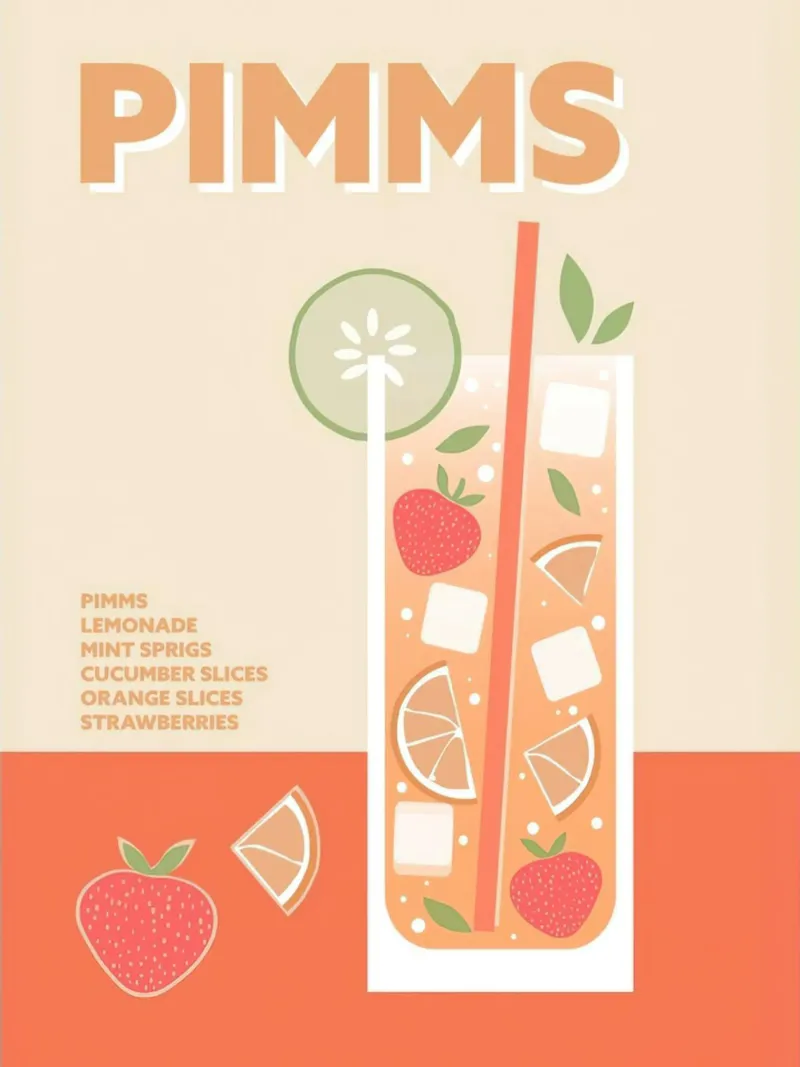 Pimms Cocktail Colorful Drink tela con Cornice a cassetta da Smith Black