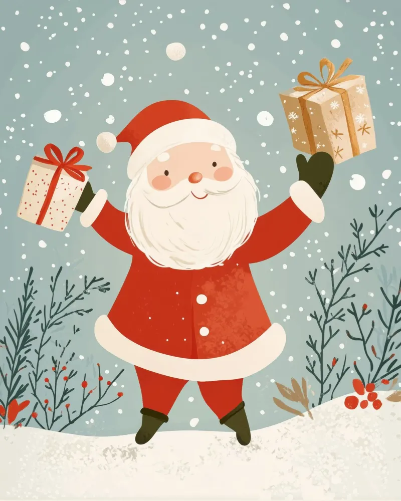 Skurriler Weihnachtsmann Leinwand mit Schattenfugenrahmen von Happy Littles