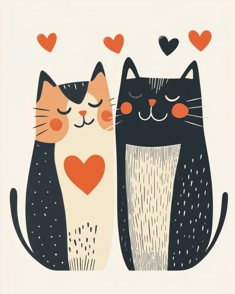 Whimsical Cats canvas with Floater frame by Happy Littles