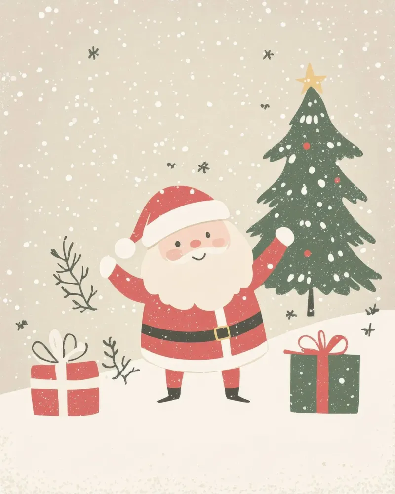 Grillige Kerstman canvas met Baklijst van Happy Littles