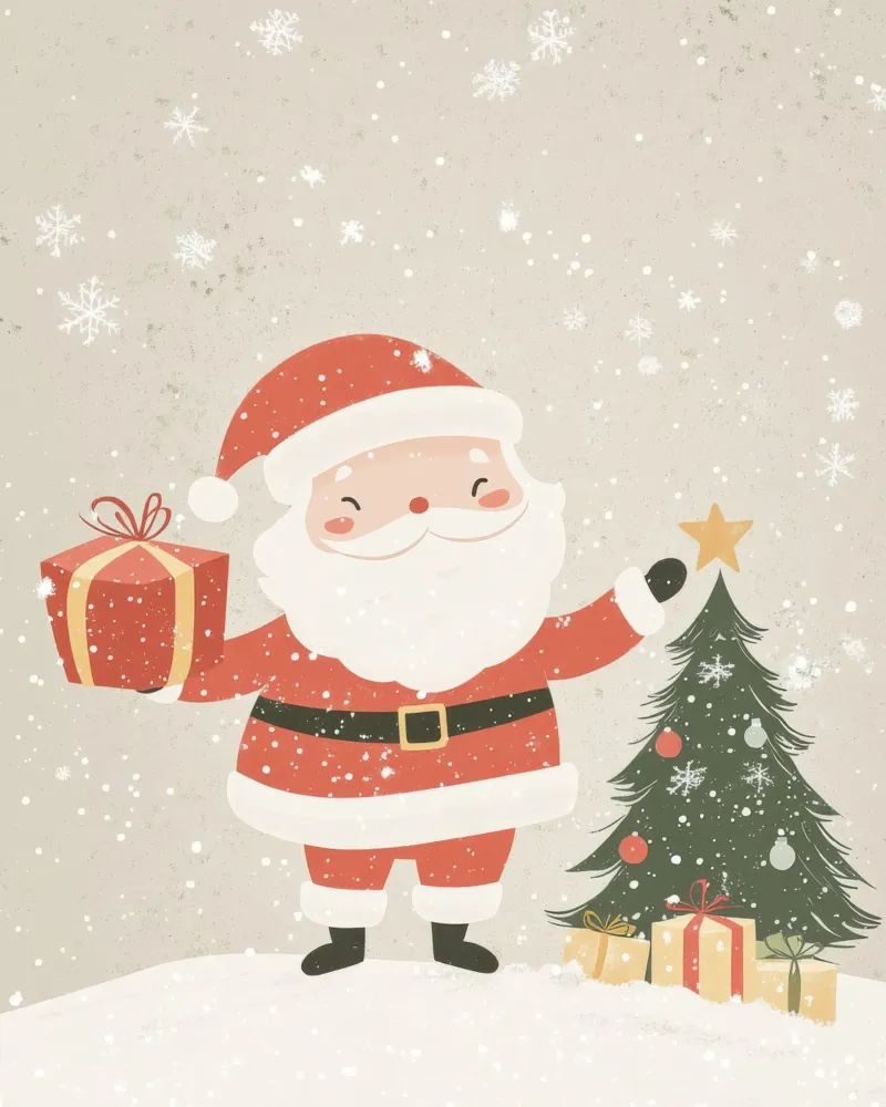 Grillige Kerstman canvas met Baklijst van Happy Littles