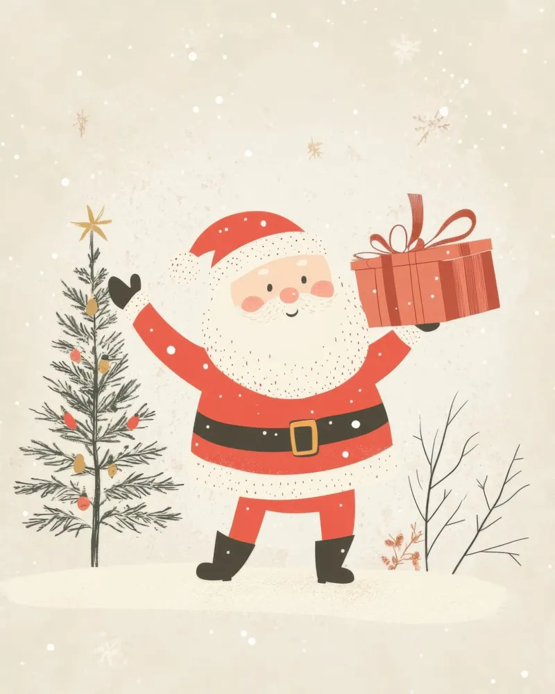 Grillige Kerstman canvas met Baklijst van Happy Littles
