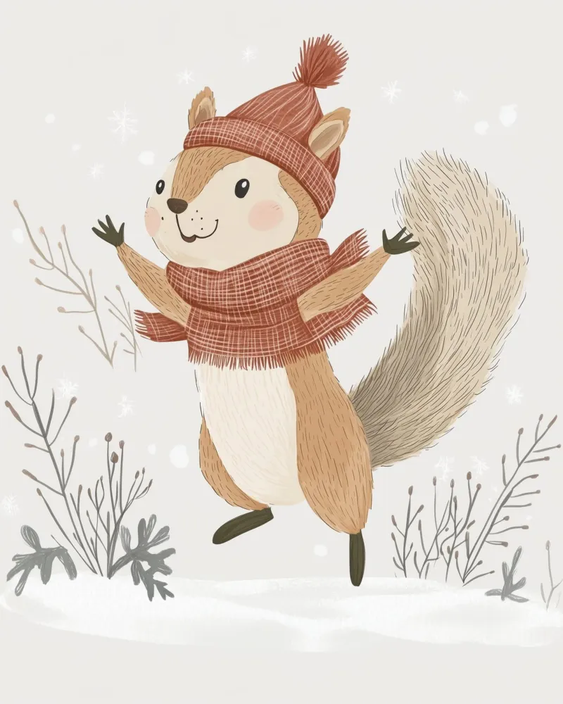 Whimsical Squirrel canvas with Floater frame by Happy Littles