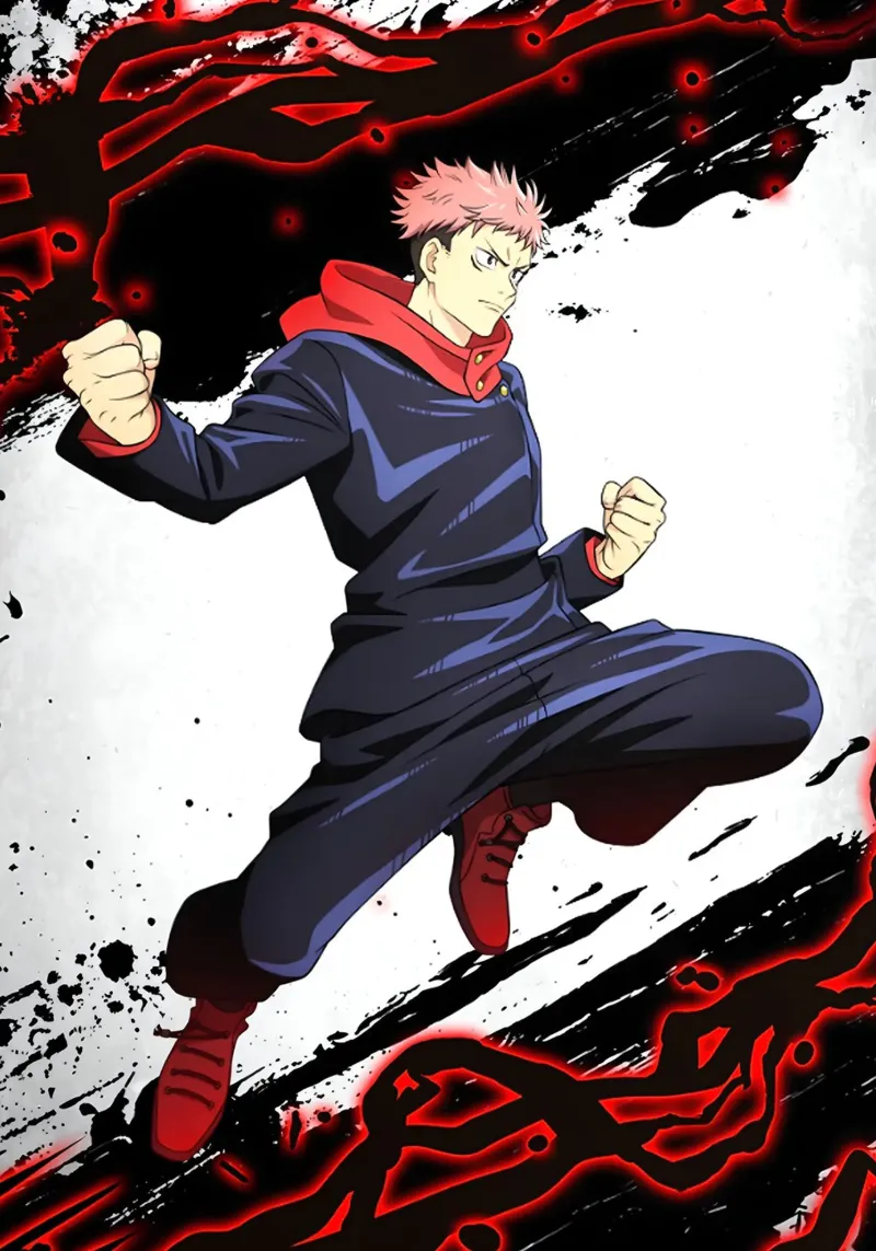 Jujutsu Kaisen - Yuji Itadori Fantasi poster con telaio in alluminio da eliouxence