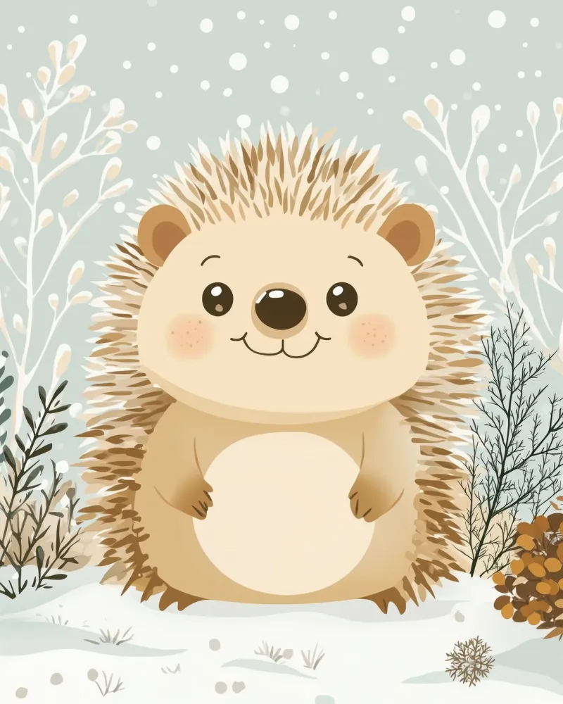Whimsical Hedgehog canvas with Floater frame by Happy Littles