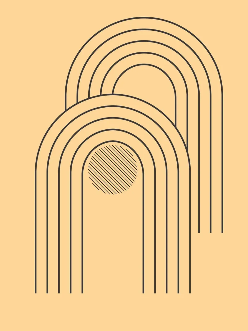 minimal line curve poster met kunststof frame van Creaton