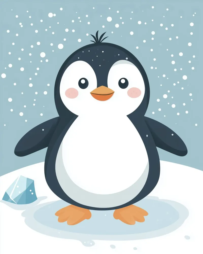 Grillige pinguïn canvas met Baklijst van Happy Littles