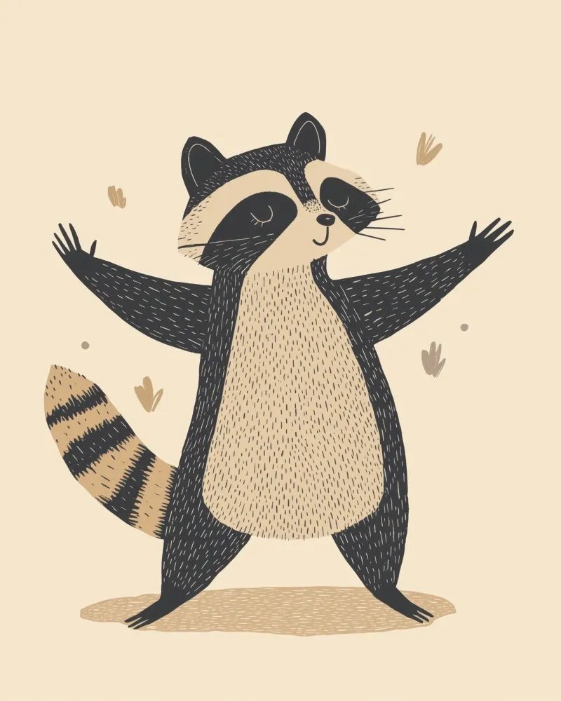 Whimsical Raccoon canvas with Floater frame by Happy Littles