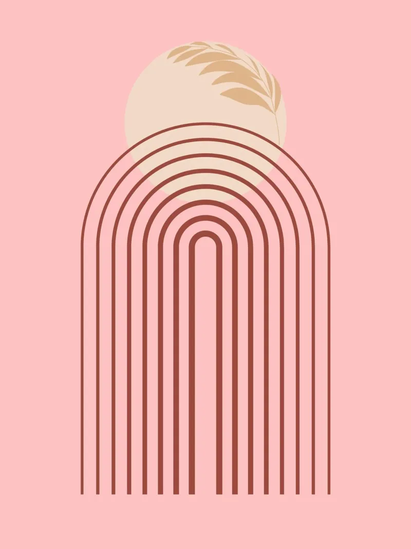 minimal line and circle leaf poster con telaio in plastica da Creaton