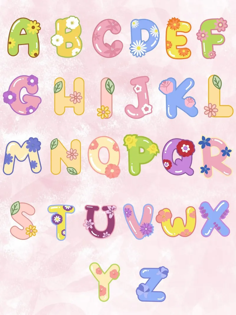 cute alphabet 01 tela con Cornice a cassetta da Creaton