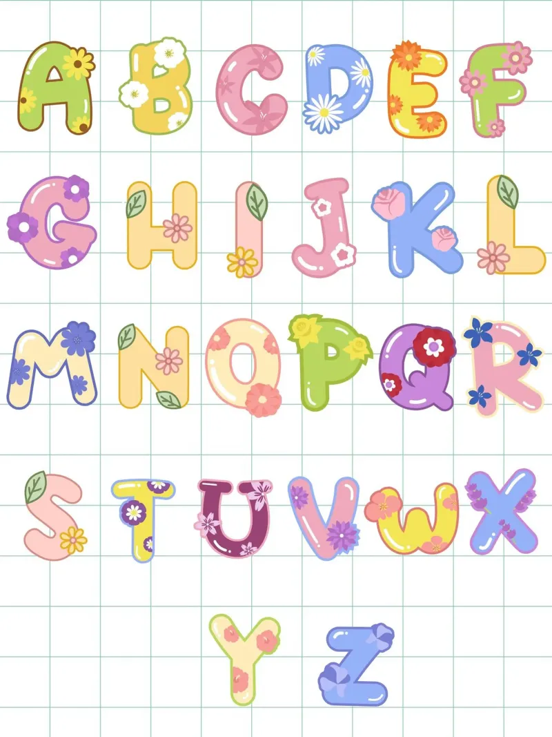 cute alphabet 02 tela con Cornice a cassetta da Creaton