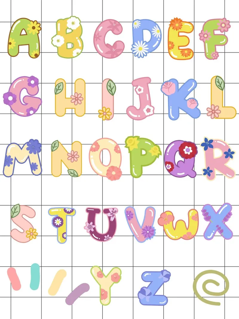 cute alphabet 03 tela con Cornice a cassetta da Creaton