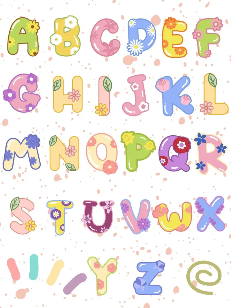 cute alphabet 04 tela con Cornice a cassetta da Creaton