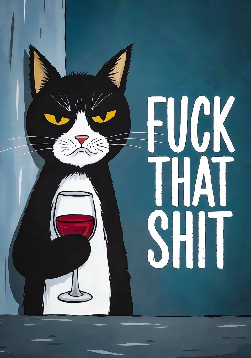 Grumpy Cat Wine canvas with Floater frame by Arjun