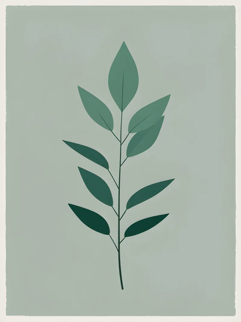 Single eucalyptus leaf silhouette Poster mit Aluminium Rahmen von botanical