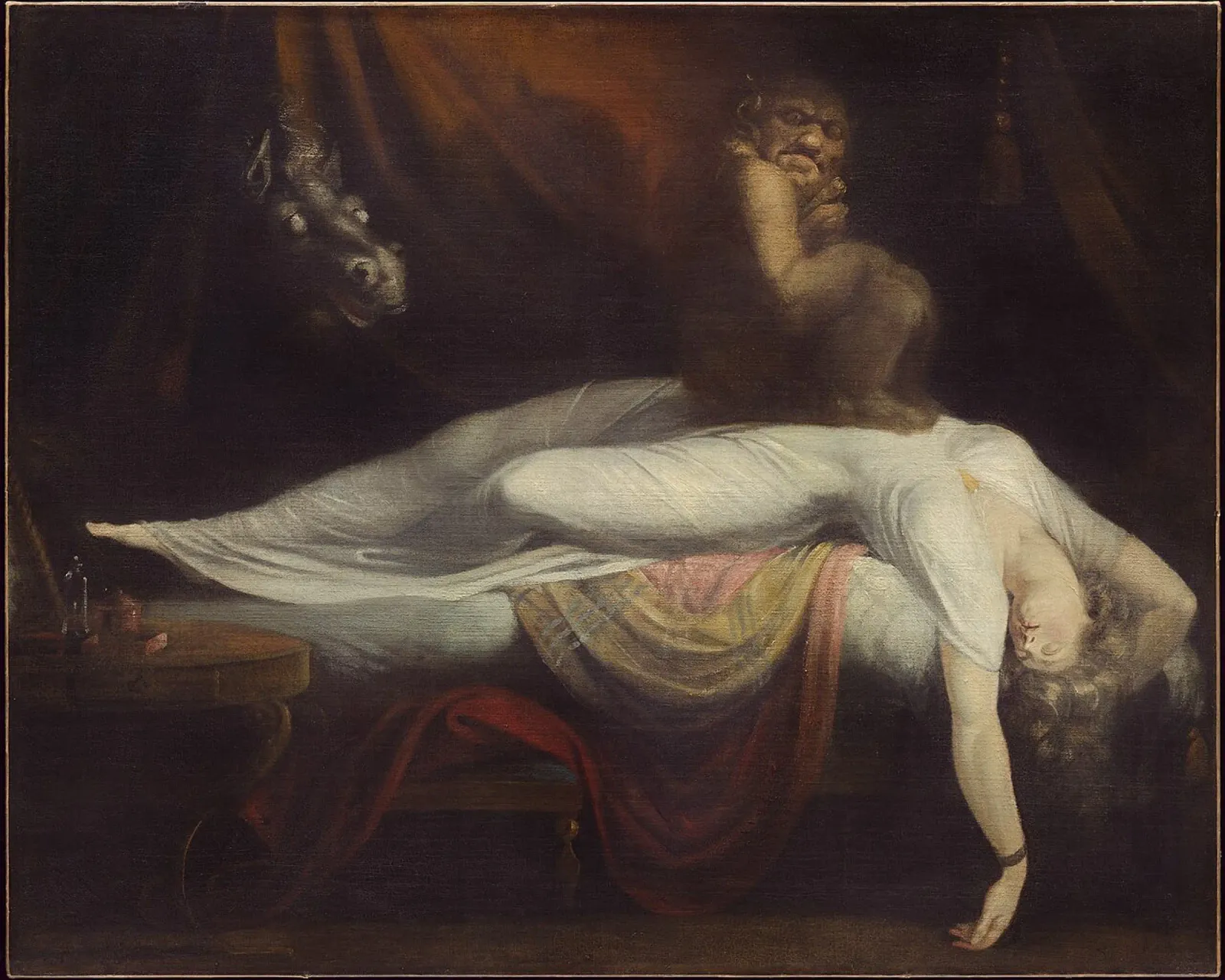 'The Nightmare' by Johann Heinrich Füssli poster con telaio in legno da Melty Shirts