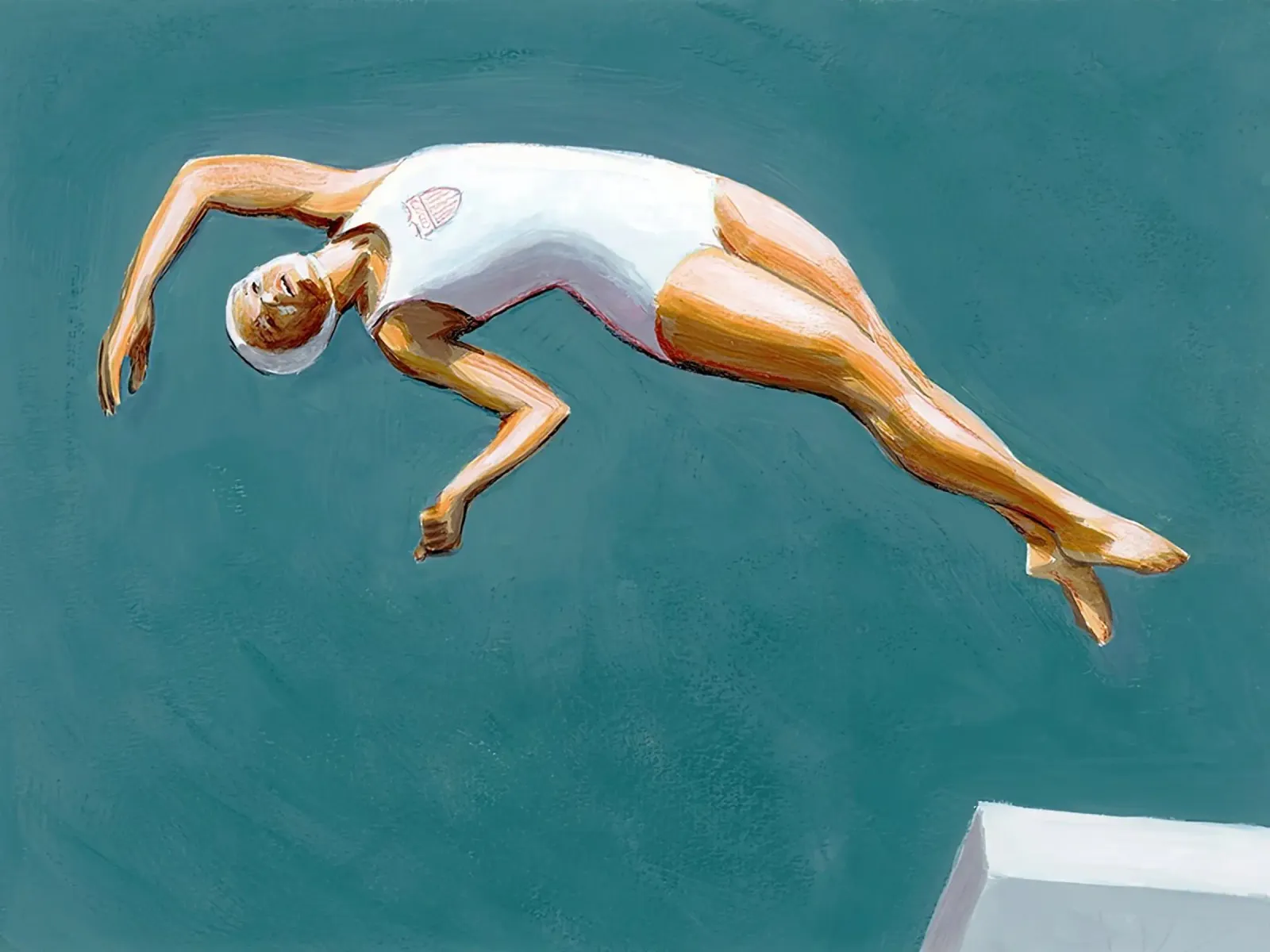 Taucher in dunklem Wasser - Sarah Morrissette Leinwand mit Schattenfugenrahmen von Rachelwhell