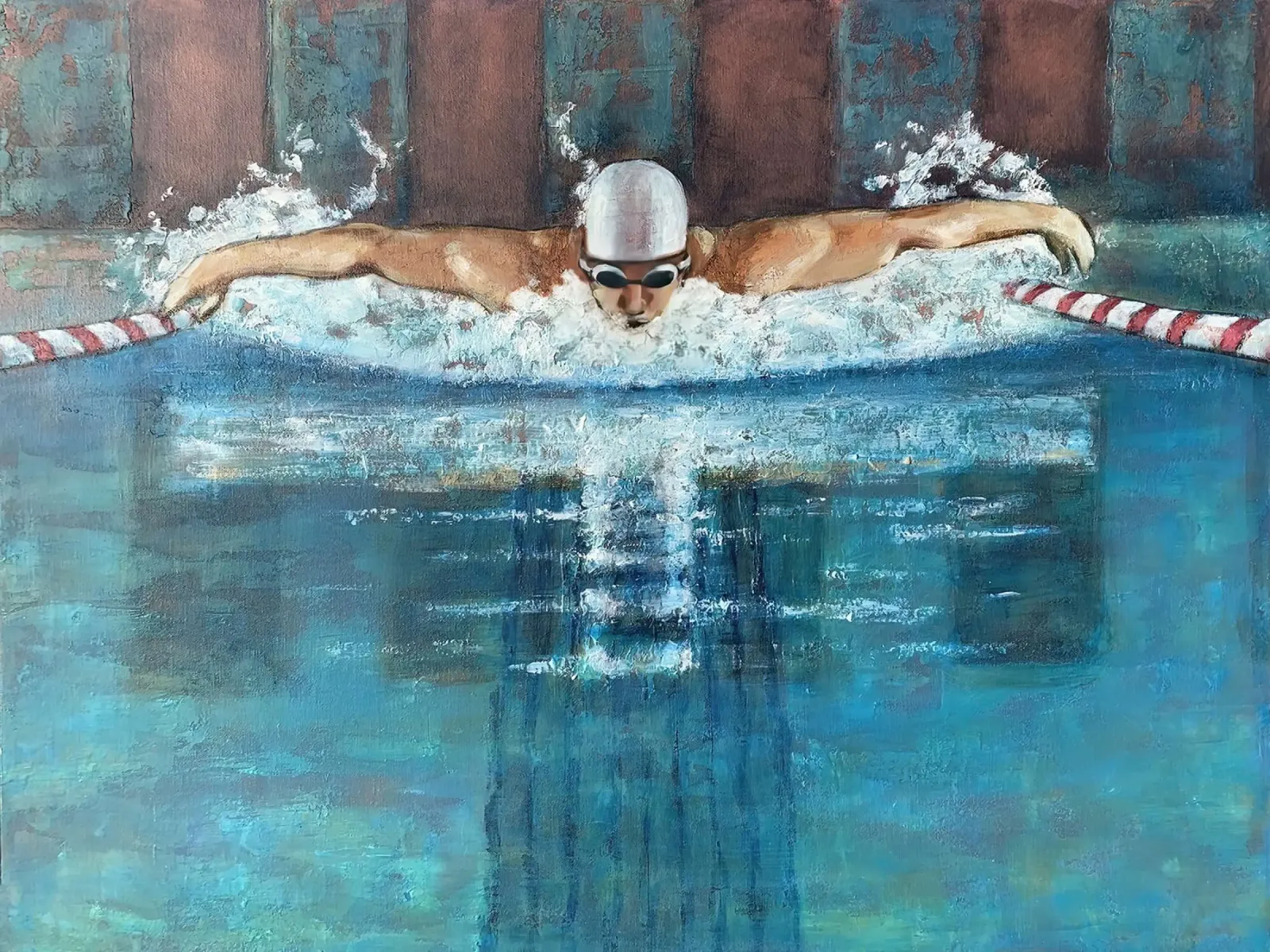 Dolfijnzwemmer - Sarah Morrissette canvas met Baklijst van Rachelwhell