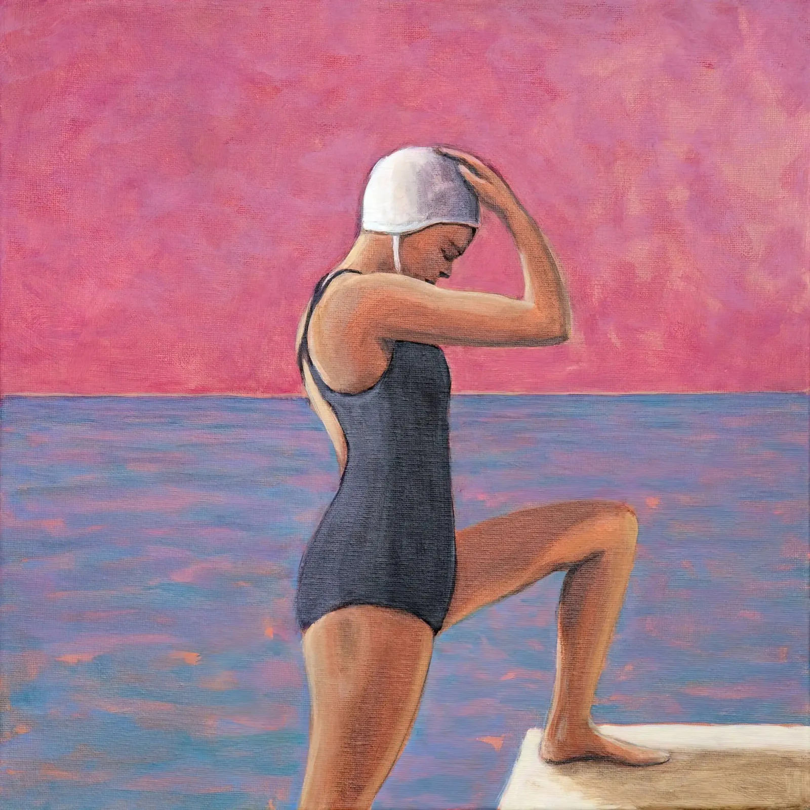 Nuotatrice Magenta - Sarah Morrissette tela con Cornice a cassetta da Rachelwhell