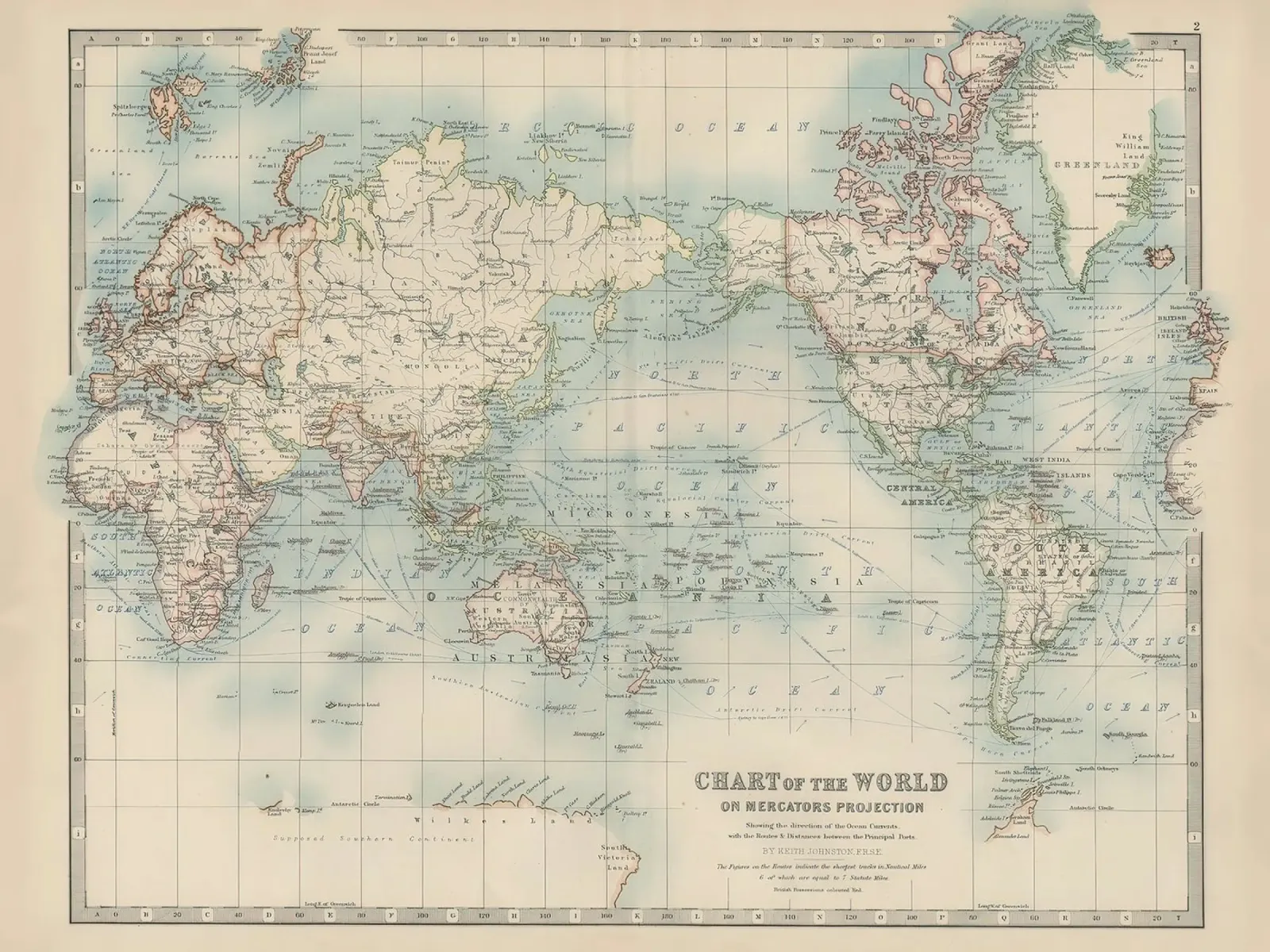 Mappa del mondo del XIX secolo poster da Lyndamaps