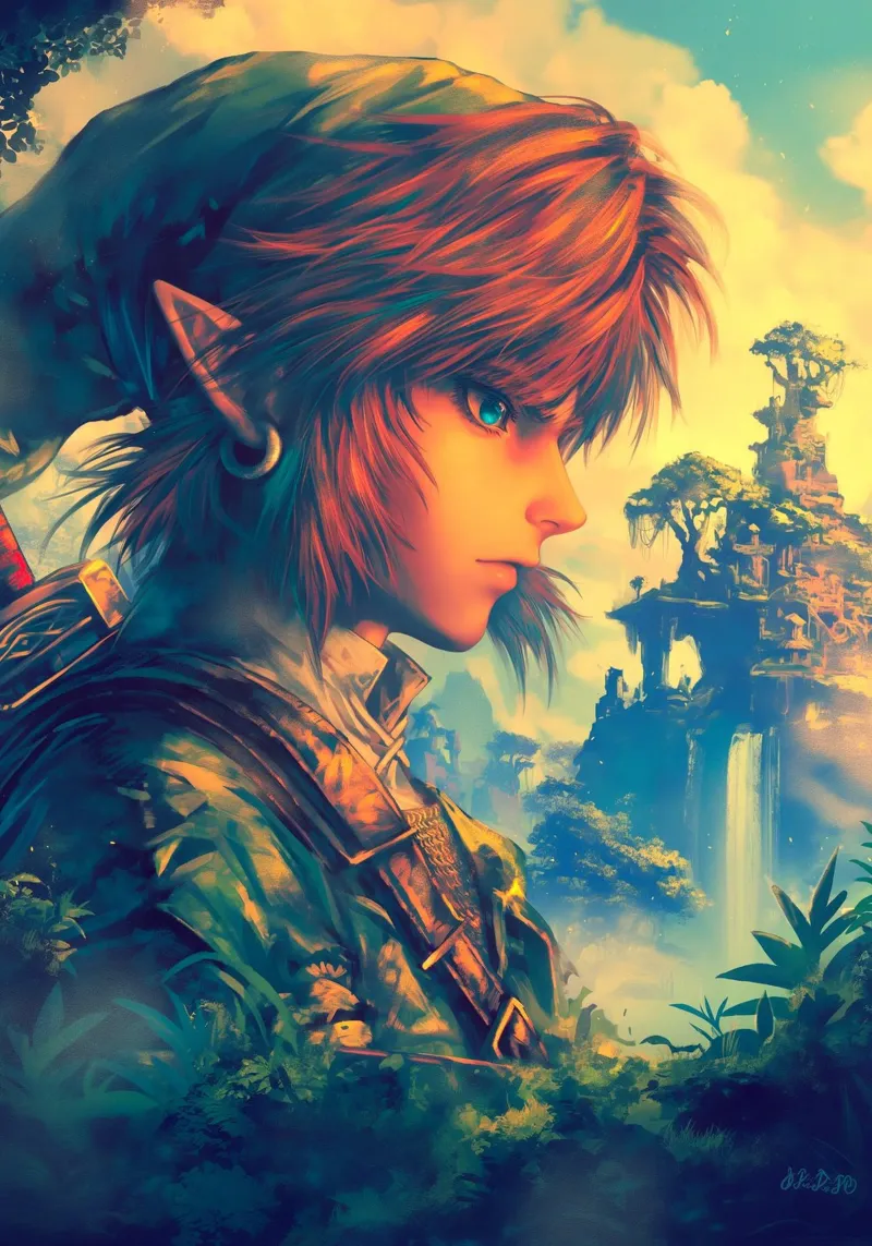 Link The Legend of Zelda Videospiel Leinwand mit Schattenfugenrahmen von Fleur de Lys