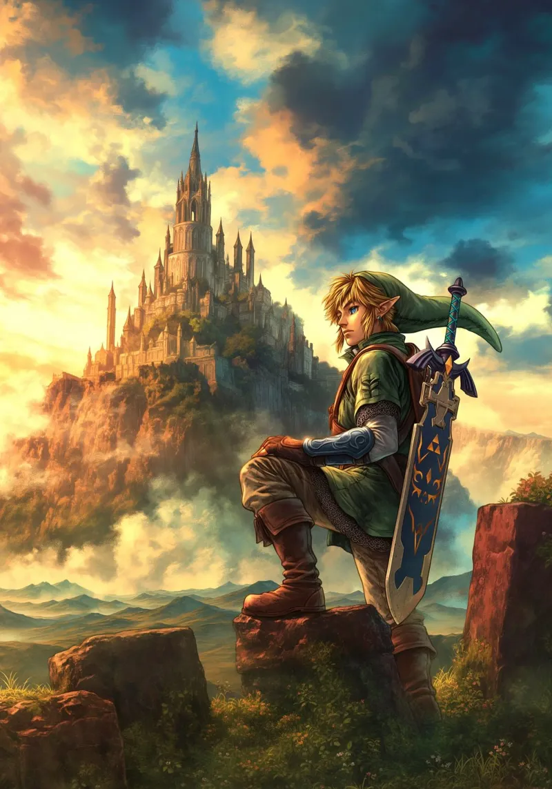 Link La leggenda di Zelda Videogioco poster con telaio in alluminio da Fleur de Lys