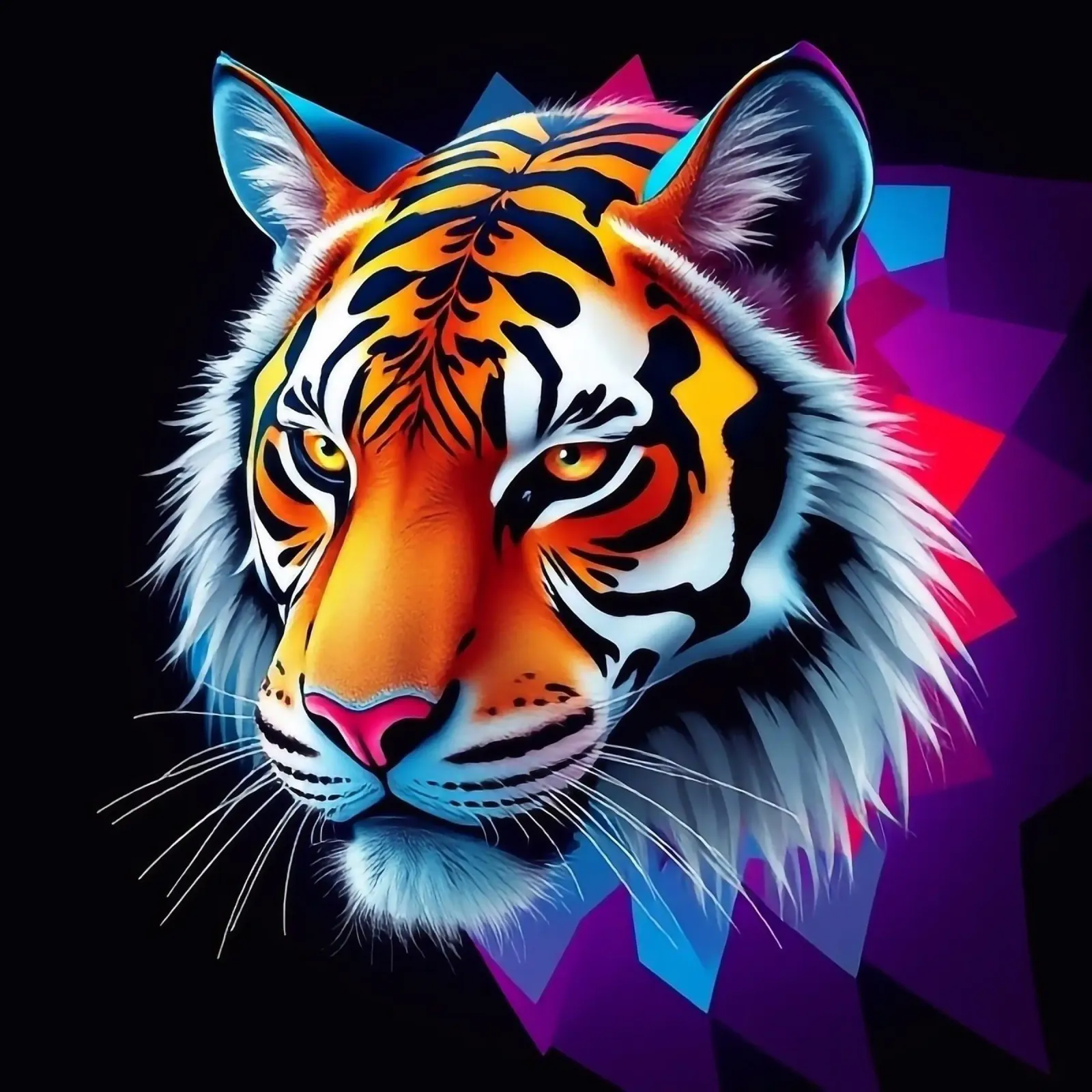 Tijger in abstract ontwerp canvas met Baklijst van BenCoStyle