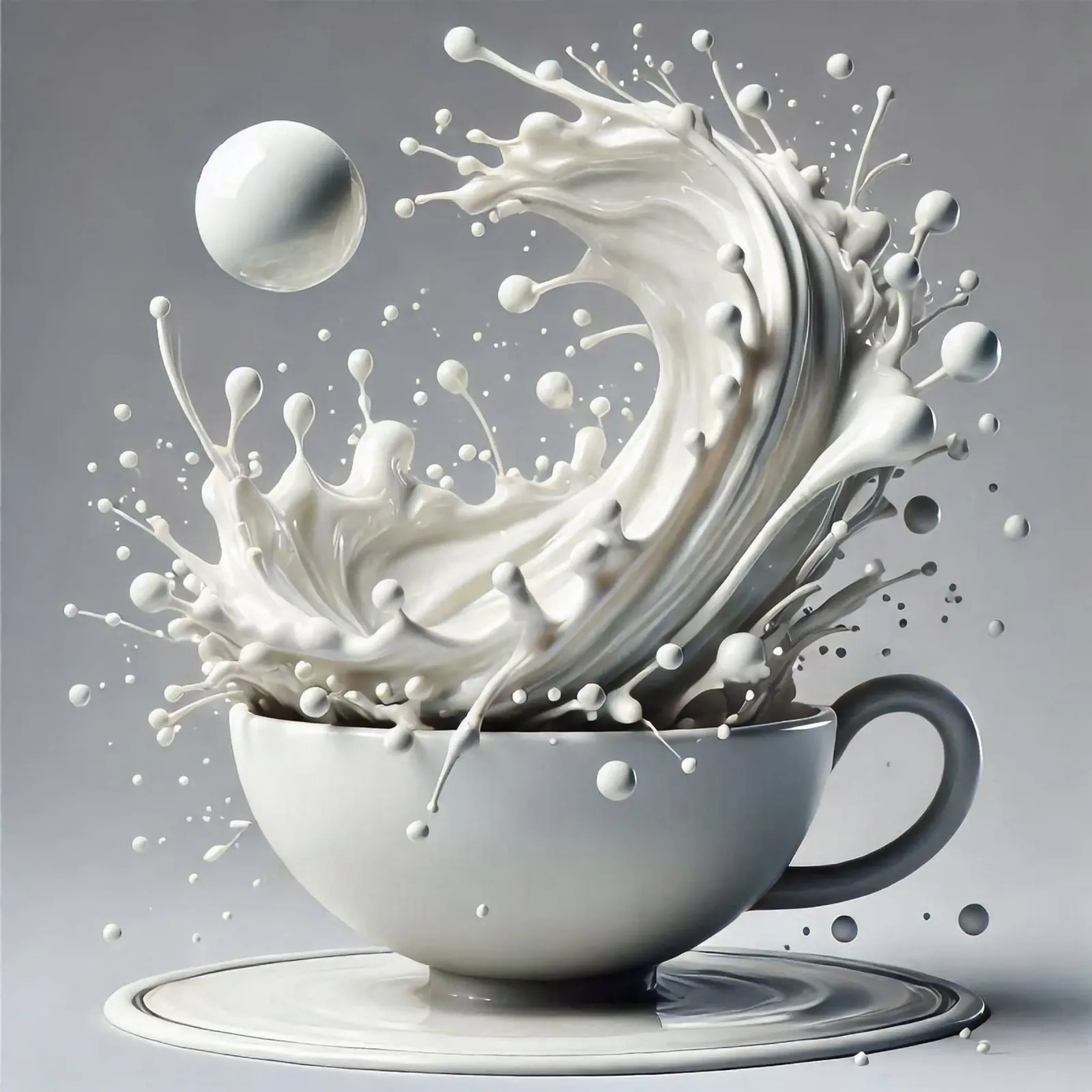 Cup with splashing milk canvas with Floater frame by BenCoStyle