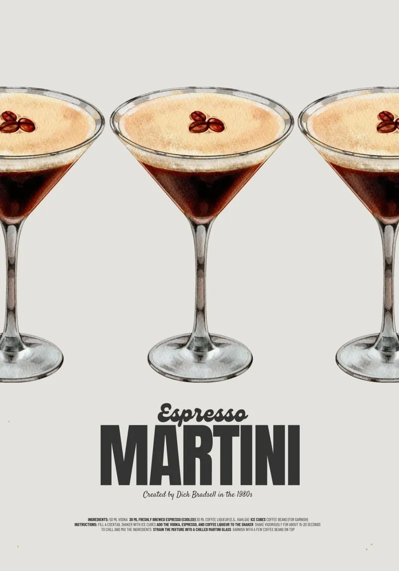 Espresso Martini poster con telaio in legno da PurePeachStudio